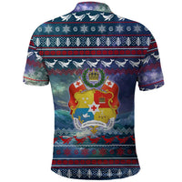 Tonga Christmas Polo Shirt with Singing Whale Ocean Scene National Coat of Arms - Polynesian Pride