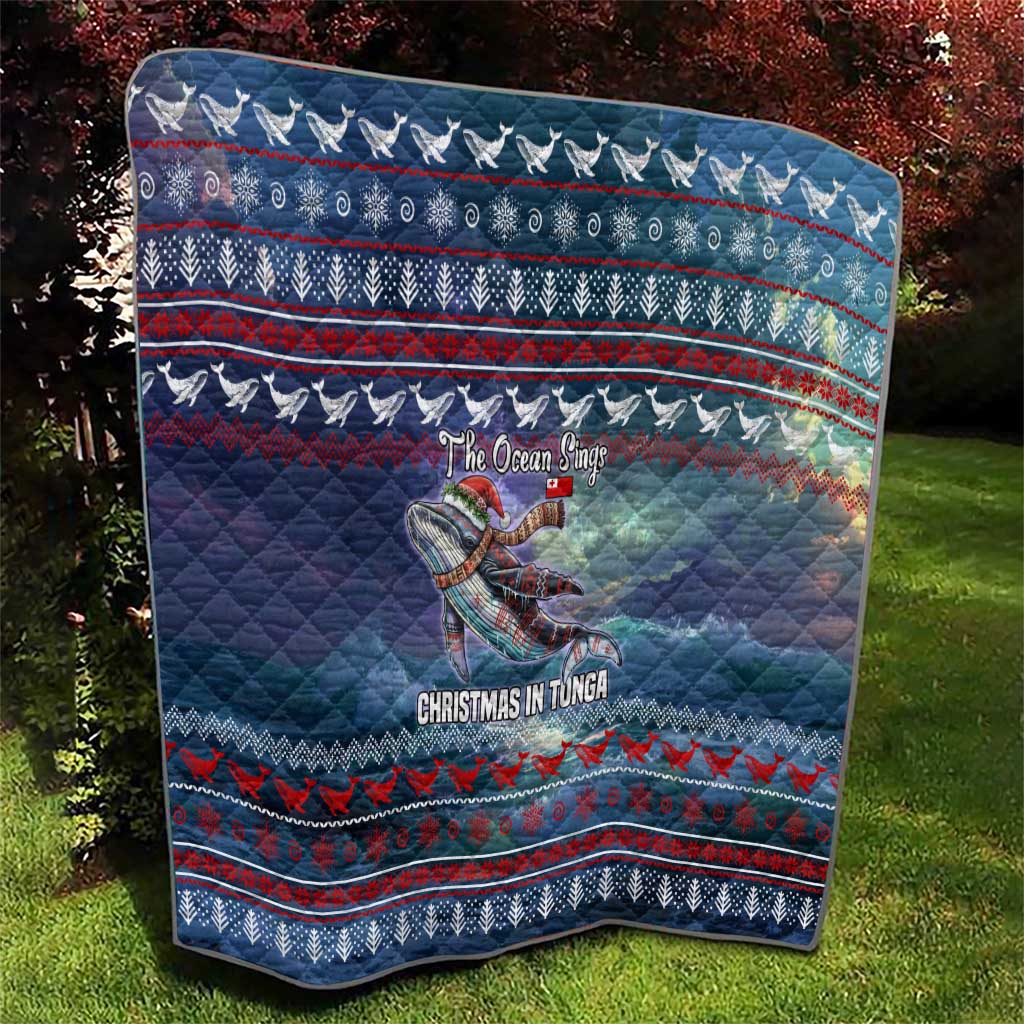 Tonga Christmas Quilt with Singing Whale Ocean Scene National Coat of Arms TS04 - Polynesian Pride