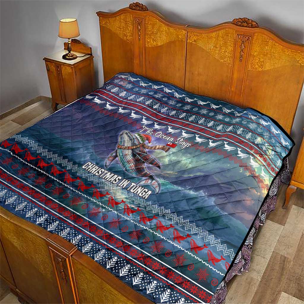 Tonga Christmas Quilt with Singing Whale Ocean Scene National Coat of Arms TS04 - Polynesian Pride