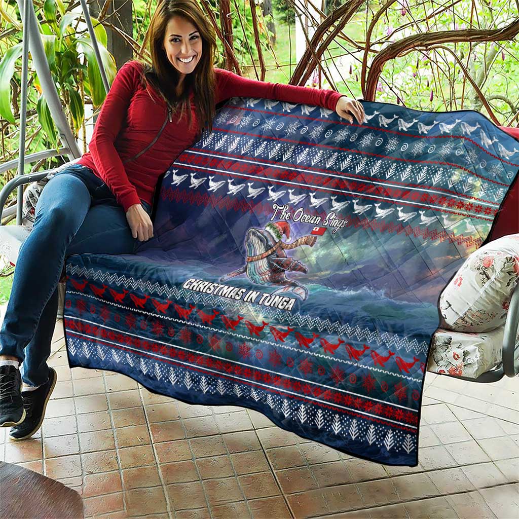 Tonga Christmas Quilt with Singing Whale Ocean Scene National Coat of Arms TS04 - Polynesian Pride