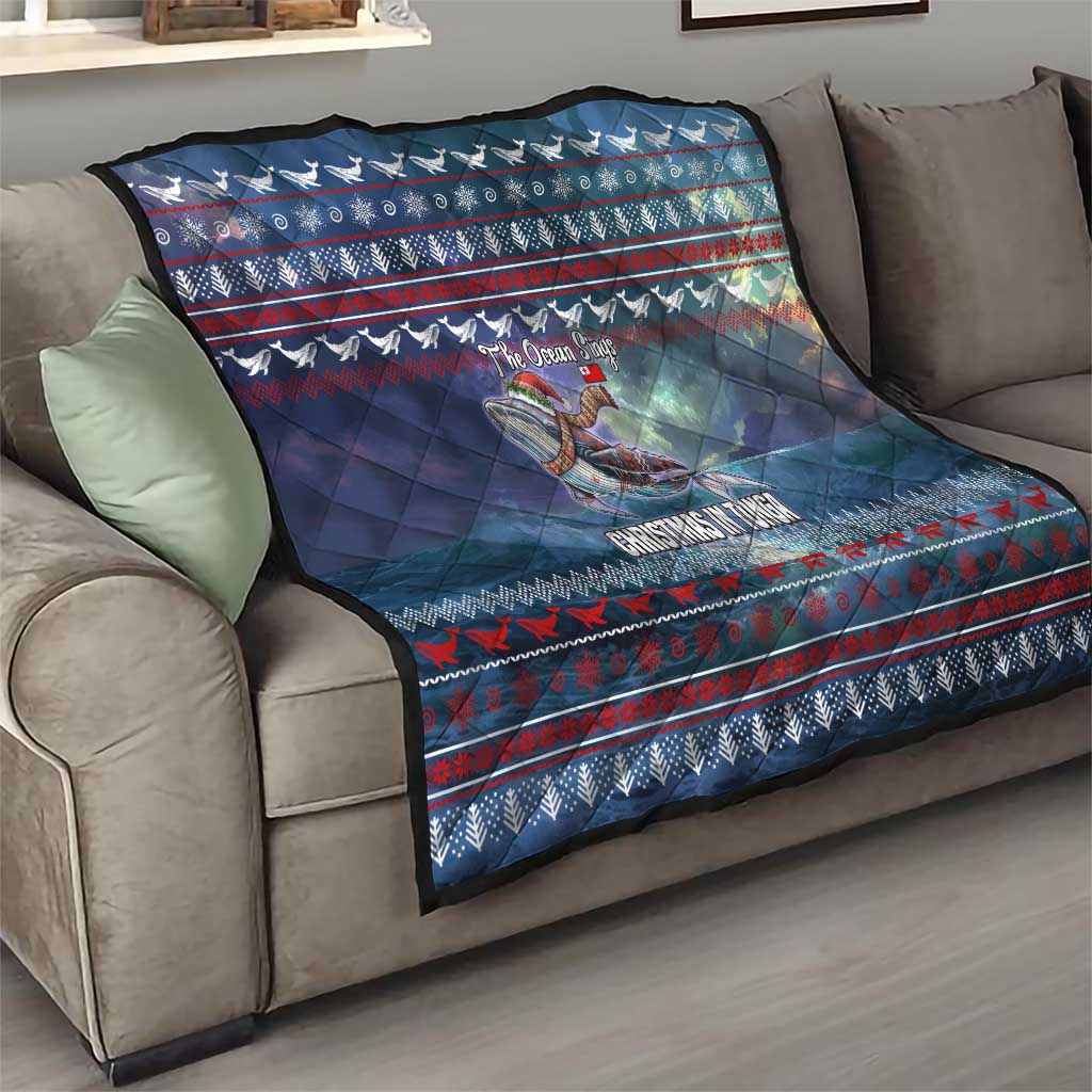 Tonga Christmas Quilt with Singing Whale Ocean Scene National Coat of Arms TS04 - Polynesian Pride