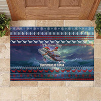 Tonga Christmas Rubber Doormat with Singing Whale Ocean Scene National Coat of Arms TS04 Multicolor - Polynesian Pride