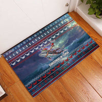 Tonga Christmas Rubber Doormat with Singing Whale Ocean Scene National Coat of Arms TS04 - Polynesian Pride