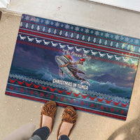 Tonga Christmas Rubber Doormat with Singing Whale Ocean Scene National Coat of Arms TS04 - Polynesian Pride