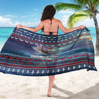Tonga Christmas Sarong with Singing Whale Ocean Scene National Coat of Arms - Polynesian Pride