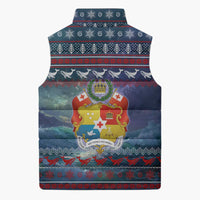 Tonga Christmas Sleeveless Puffer Jacket with Singing Whale Ocean Scene National Coat of Arms - Polynesian Pride