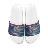 Tonga Christmas Slide Sandals with Singing Whale Ocean Scene National Coat of Arms - Polynesian Pride