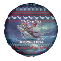 Tonga Christmas Spare Tire Cover with Singing Whale Ocean Scene National Coat of Arms - Polynesian Pride