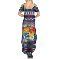 Tonga Christmas Summer Maxi Dress with Singing Whale Ocean Scene National Coat of Arms - Polynesian Pride
