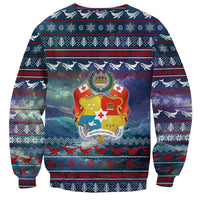 Tonga Christmas Sweatshirt with Singing Whale Ocean Scene National Coat of Arms TS04 - Polynesian Pride