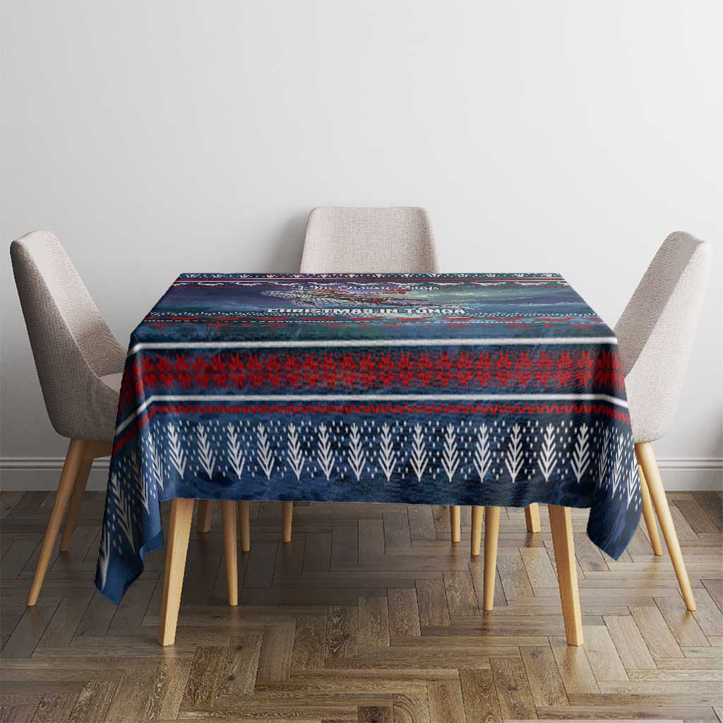Tonga Christmas Tablecloth with Singing Whale Ocean Scene National Coat of Arms - Polynesian Pride