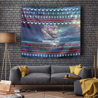 Tonga Christmas Tapestry with Singing Whale Ocean Scene National Coat of Arms TS04 Multicolor - Polynesian Pride