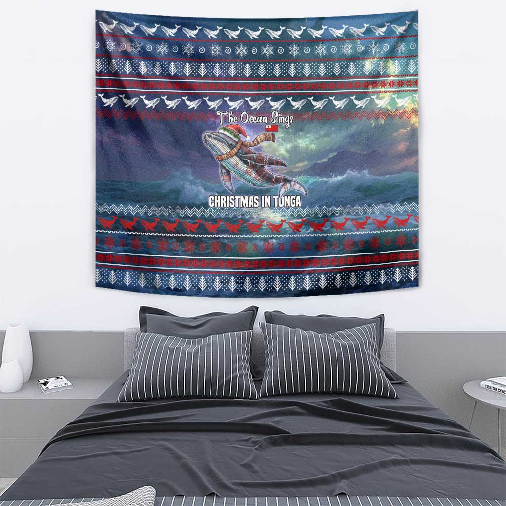 Tonga Christmas Tapestry with Singing Whale Ocean Scene National Coat of Arms TS04 - Polynesian Pride