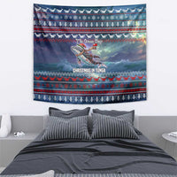 Tonga Christmas Tapestry with Singing Whale Ocean Scene National Coat of Arms TS04 - Polynesian Pride