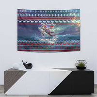 Tonga Christmas Tapestry with Singing Whale Ocean Scene National Coat of Arms TS04 - Polynesian Pride