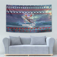 Tonga Christmas Tapestry with Singing Whale Ocean Scene National Coat of Arms TS04 - Polynesian Pride