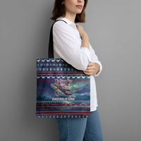 Tonga Christmas Tote Bag with Singing Whale Ocean Scene National Coat of Arms - Polynesian Pride