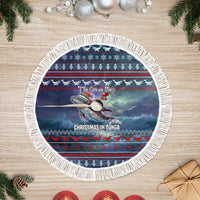 Tonga Christmas Tree Skirt with Singing Whale Ocean Scene National Coat of Arms TS04 Fringed Multicolor - Polynesian Pride