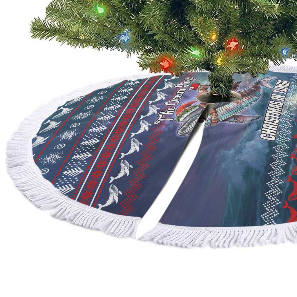 Tonga Christmas Tree Skirt with Singing Whale Ocean Scene National Coat of Arms TS04 - Polynesian Pride