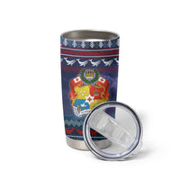 Tonga Christmas Tumbler Cup with Singing Whale Ocean Scene National Coat of Arms - Polynesian Pride