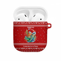 Tonga Christmas AirPods Case with Sea Turtle Coral Reef Design Snowflake Pattern and National Emblem - Polynesian Pride