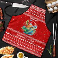 Tonga Christmas Apron with Sea Turtle Coral Reef Design Snowflake Pattern and National Emblem - Polynesian Pride