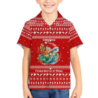 Tonga Christmas Family Matching Off Shoulder Short Dress and Hawaiian Shirt with Sea Turtle Coral Reef Design Snowflake Pattern and National Emblem - Polynesian Pride