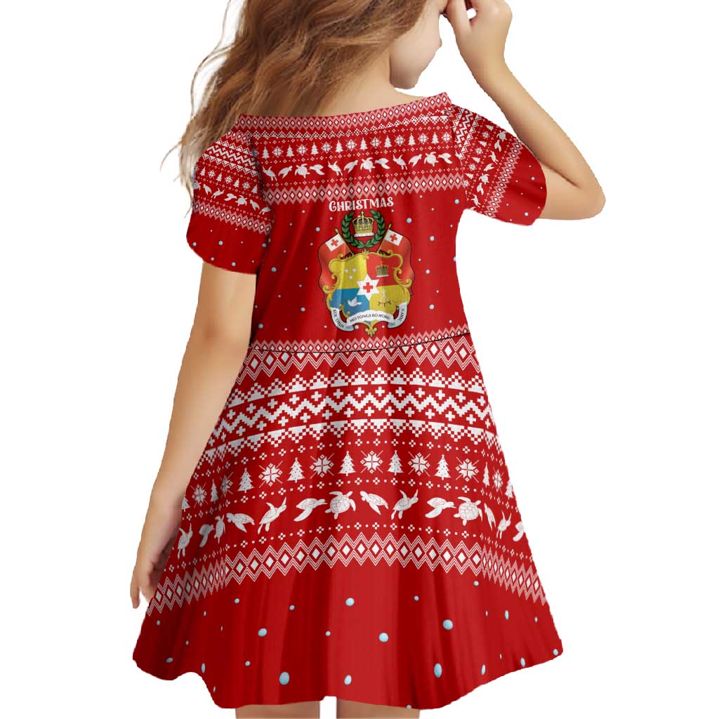 Tonga Christmas Family Matching Summer Maxi Dress and Hawaiian Shirt with Sea Turtle Coral Reef Design Snowflake Pattern and National Emblem - Polynesian Pride
