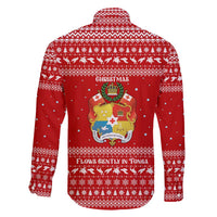 Tonga Christmas Family Matching Tank Maxi Dress and Hawaiian Shirt with Sea Turtle Coral Reef Design Snowflake Pattern and National Emblem - Polynesian Pride