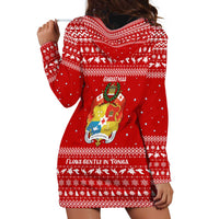 Tonga Christmas Hoodie Dress with Sea Turtle Coral Reef Design Snowflake Pattern and National Emblem - Polynesian Pride