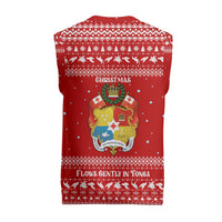 Tonga Christmas Knitted V-Neck Vest with Sea Turtle Coral Reef Design Snowflake Pattern and National Emblem TS04 - Polynesian Pride