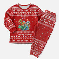 Tonga Christmas Pajama Set with Sea Turtle Coral Reef Design Snowflake Pattern and National Emblem TS04 - Polynesian Pride