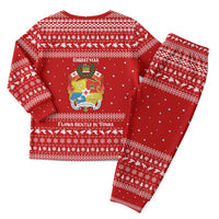 Tonga Christmas Pajama Set with Sea Turtle Coral Reef Design Snowflake Pattern and National Emblem TS04 - Polynesian Pride