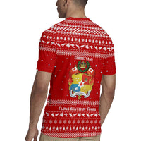 Tonga Christmas Rugby Jersey with Sea Turtle Coral Reef Design Snowflake Pattern and National Emblem - Polynesian Pride
