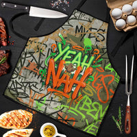 Yeah Nah Graffiti Skull New Zealand Slang Apron Kiwi Grunge Brick Wall and Bold Urban Street Art