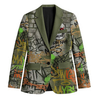 Yeah Nah Graffiti Skull New Zealand Slang Blazer Kiwi Grunge Brick Wall and Bold Urban Street Art