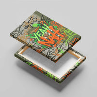 Yeah Nah Graffiti Skull New Zealand Slang Canvas Wall Art Kiwi Grunge Brick Wall and Bold Urban Street Art