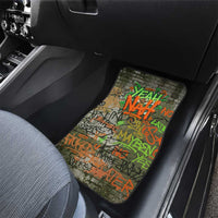 Yeah Nah Graffiti Skull New Zealand Slang Car Mats Kiwi Grunge Brick Wall and Bold Urban Street Art
