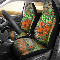 Yeah Nah Graffiti Skull New Zealand Slang Car Seat Cover Kiwi Grunge Brick Wall and Bold Urban Street Art