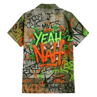 Yeah Nah Graffiti Skull New Zealand Slang Family Matching Long Sleeve Bodycon Dress and Hawaiian Shirt Kiwi Grunge Brick Wall and Bold Urban Street Art TS04 - Polynesian Pride