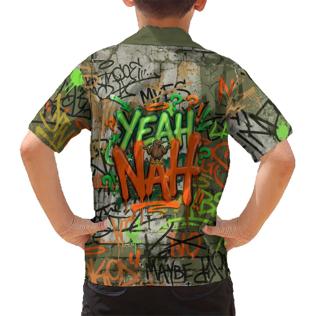 Yeah Nah Graffiti Skull New Zealand Slang Family Matching Puletasi and Hawaiian Shirt Kiwi Grunge Brick Wall and Bold Urban Street Art TS04 - Polynesian Pride