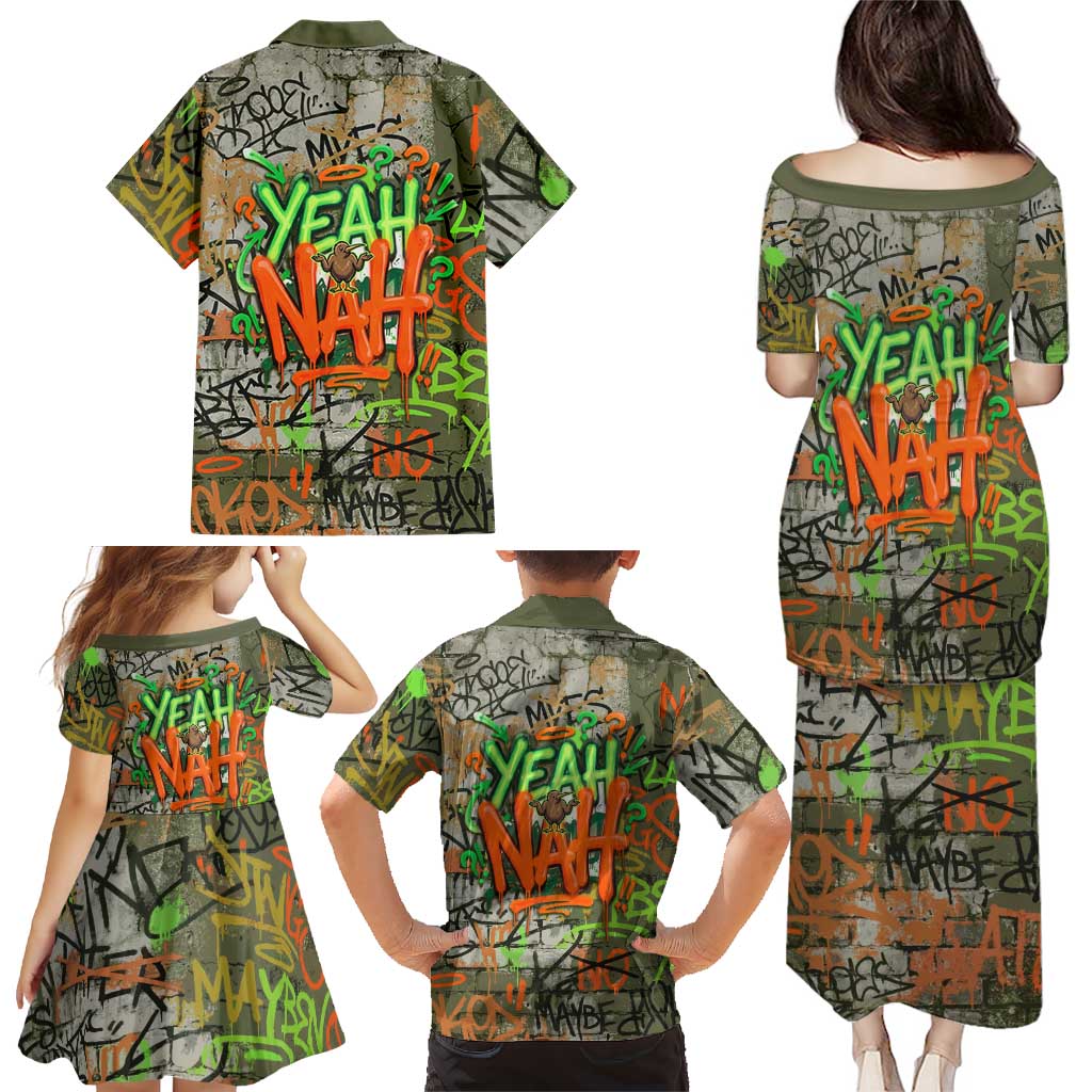 Yeah Nah Graffiti Skull New Zealand Slang Family Matching Puletasi and Hawaiian Shirt Kiwi Grunge Brick Wall and Bold Urban Street Art TS04 - Polynesian Pride