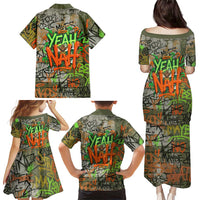 Yeah Nah Graffiti Skull New Zealand Slang Family Matching Puletasi and Hawaiian Shirt Kiwi Grunge Brick Wall and Bold Urban Street Art TS04 - Polynesian Pride