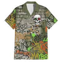 Yeah Nah Graffiti Skull New Zealand Slang Family Matching Puletasi and Hawaiian Shirt Kiwi Grunge Brick Wall and Bold Urban Street Art TS04 Dad's Shirt - Short Sleeve Multicolor - Polynesian Pride
