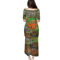 Yeah Nah Graffiti Skull New Zealand Slang Family Matching Puletasi and Hawaiian Shirt Kiwi Grunge Brick Wall and Bold Urban Street Art TS04 - Polynesian Pride