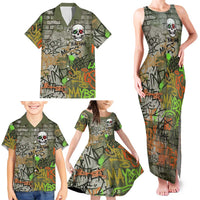 Yeah Nah Graffiti Skull New Zealand Slang Family Matching Tank Maxi Dress and Hawaiian Shirt Kiwi Grunge Brick Wall and Bold Urban Street Art TS04 - Polynesian Pride