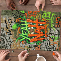 Yeah Nah Graffiti Skull New Zealand Slang Puzzle Kiwi Grunge Brick Wall and Bold Urban Street Art