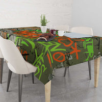 Yeah Nah Graffiti Skull New Zealand Slang Tablecloth Kiwi Grunge Brick Wall and Bold Urban Street Art