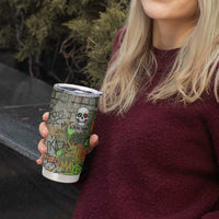 Yeah Nah Graffiti Skull New Zealand Slang Tumbler Cup Kiwi Grunge Brick Wall and Bold Urban Street Art