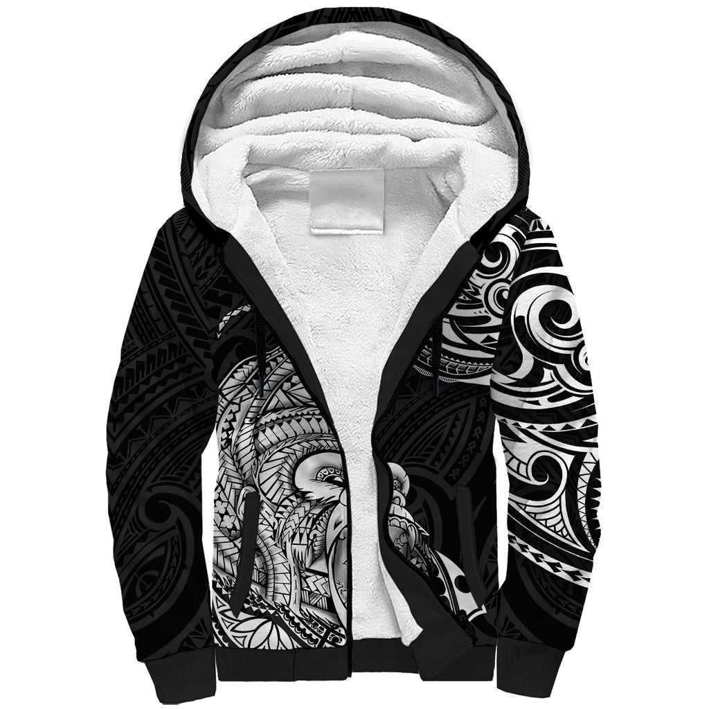 Hawaii Polynesian Sherpa Hoodie Gorila Tatoo Polynesian Style TS04 Unisex Black - Polynesian Pride